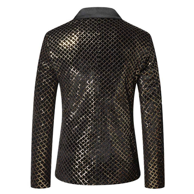 Herrenanzug, Smoking, Partymantel, Pailletten, Gentleman-Blazer, Jacke, Ein-Knopf-Anzug