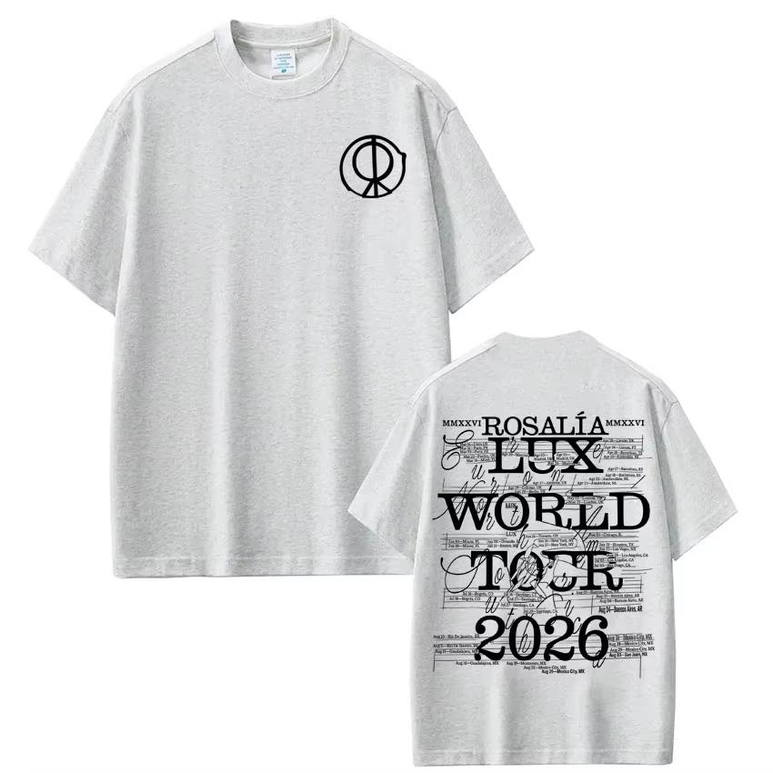 2026 summer Singer Rosalia Lux Album Tour Print Tshirt  Fashion Tshirt Shortsleeved Casual Cotton Harajuku Comfort Tshirt S
