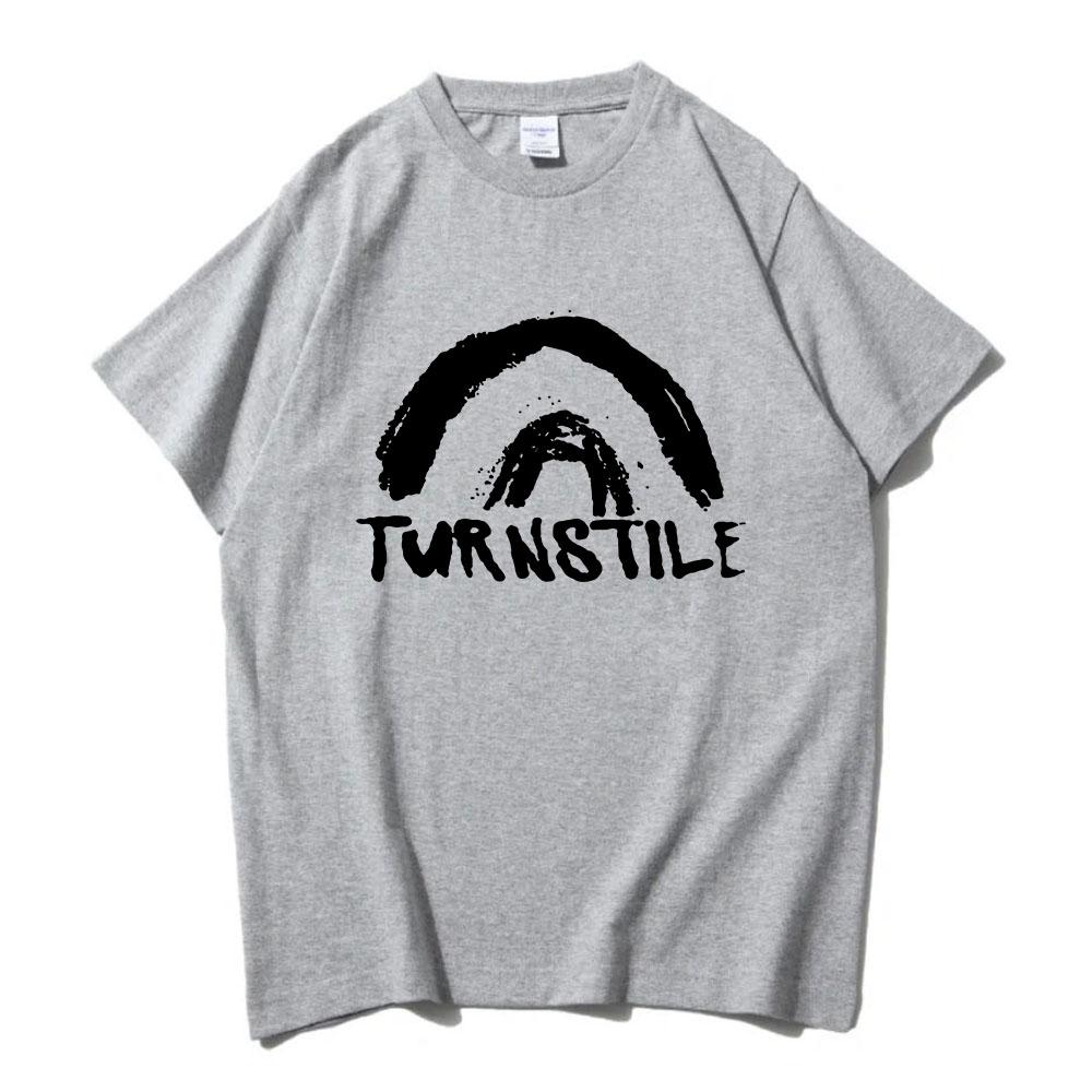 TURNSTILE DOUBLE RAINBOW T-shirt Summer Short Sleeve Male Tshirts Casual Fashion Loose Cotton T Shirt Men Women Tees Streetwear