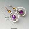 2023 New Fashion Purple Round Resin Hook Earrings Ladies Wedding Party  Silver Color Red Orange Stone Earring Gifts