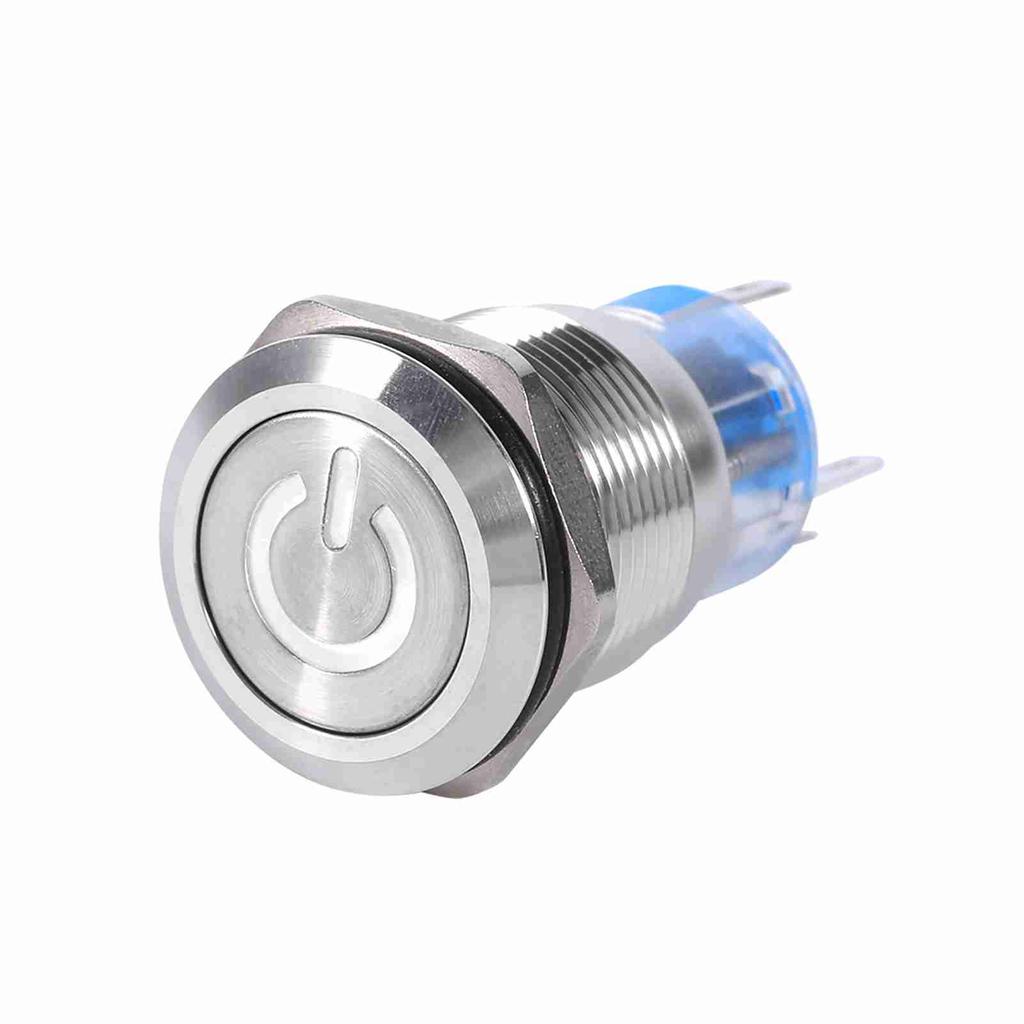 19mm 12V24V Waterproof Stainless Selflocking  ing Push Button Power   Red LED