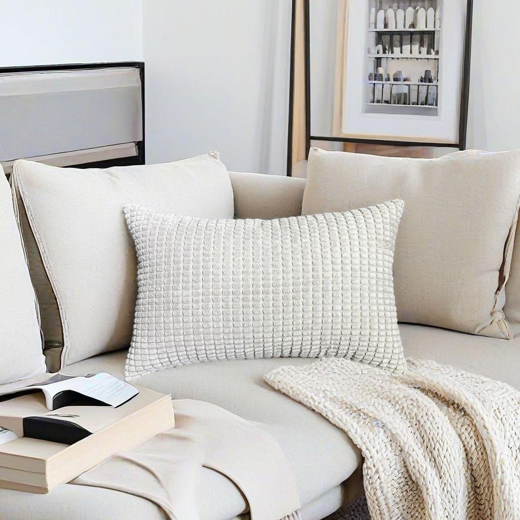 Luxury Rectangular Plush Pillowcase: Portable, Removable, and Washable for Sofa