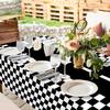 3 Packs Checkered Race Car Party Tablecloths Black and White Checkered Stripes Theme Party Touchdown Table Cover for Motor Racing Birthday Party