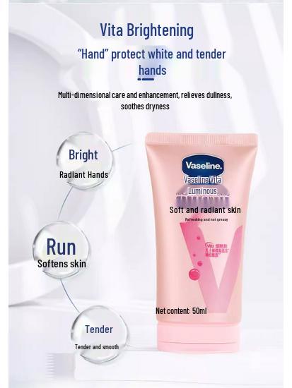 Vaseline Autumn/Winter Hand Cream with Niacinamide - Moisturizing, Nourishing, Brightening & Anti-Cracking Nail Care.