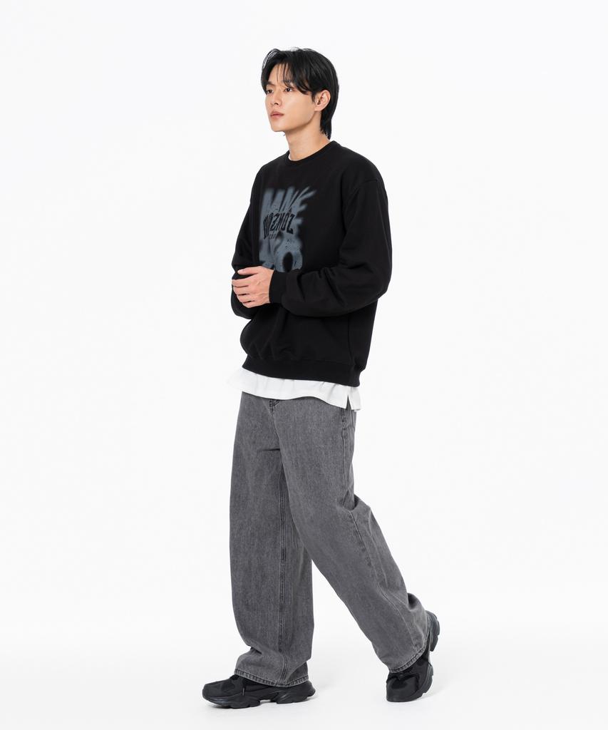 MOZMOZ Heys Seoul Graphic Oversized Sweatshirt Black
