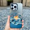 Marine Sharks Dolphins Blue Sea Waves Phone Case for iPhone 16 15 Pro Max Plus 14 13 Mini 12 11 Pro Max Shockproof Laser Covers