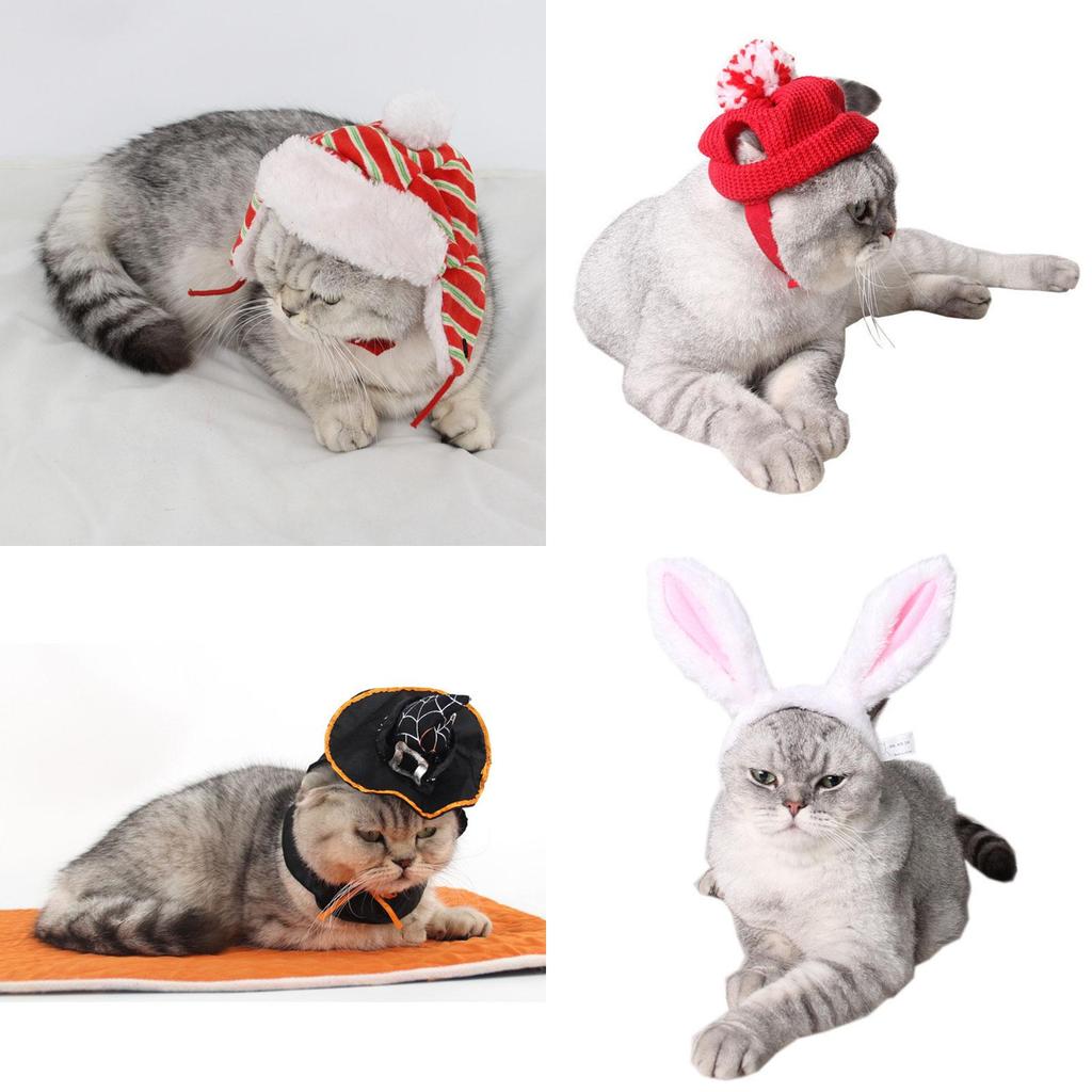 Versatile Halloween Xmas Pet Cat Dog Teddy Plush Hat Wizard Pumpkin Headgear Caps