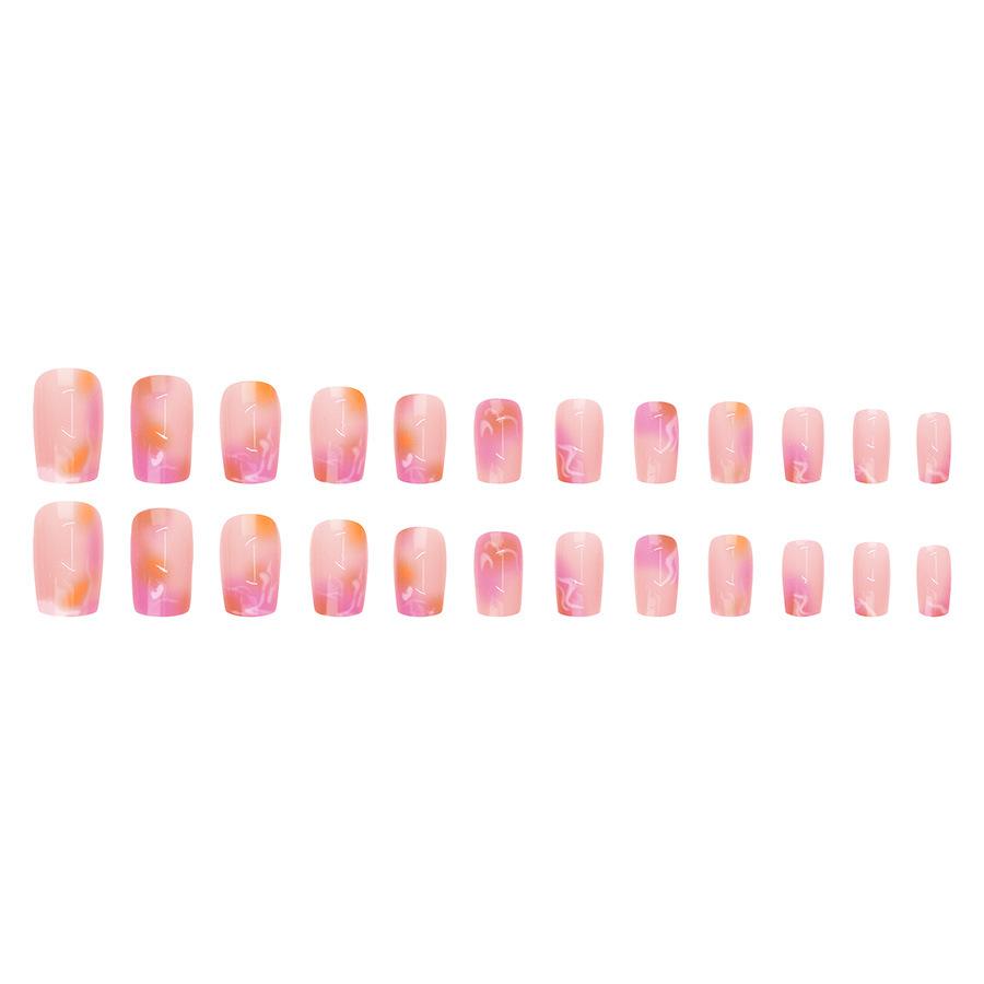 24 Pieces Pink pink love pattern square nail new smudge nail about autumn and winter white  nail wear nail
