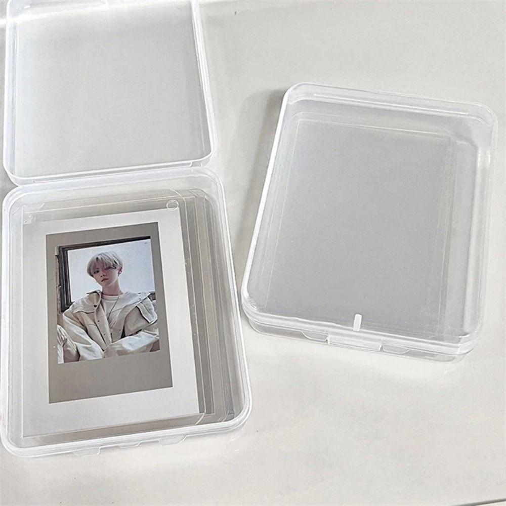 1Pcs Plastic Desktop Container Case Stickers Collection Photocard Holder Transparent Storage Box