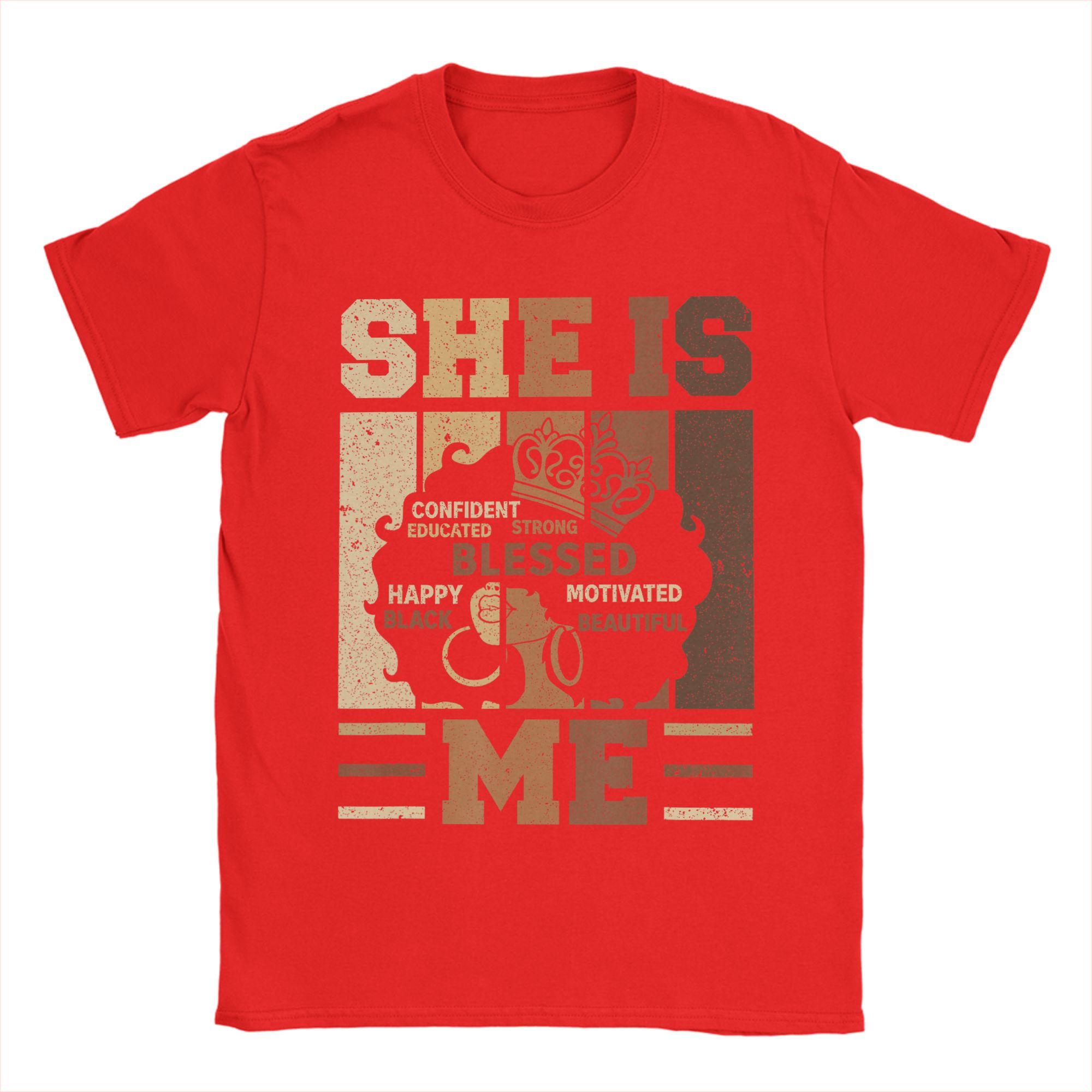 She is Me Beautiful Blessed Afro Melanin Queen Black History T Shirt Summer  Pure Cotton Tshirt Short Sleeve Vintage Top Tees S