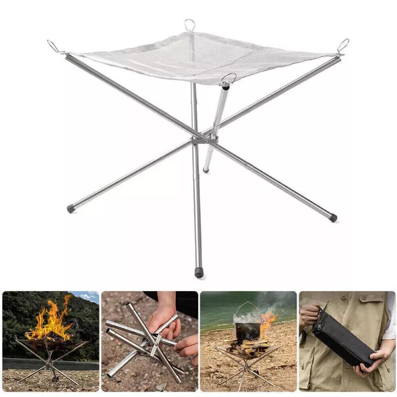Fire Folding Portable Pit Mesh Bonfire Stand Holder Outdoor Camping Patio Garden