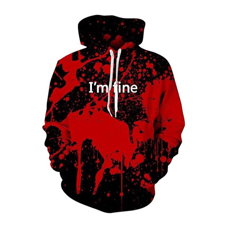 Spring And Autumn Fashion Men's Hoodie Bloody Wound 3D Print Hoodies Street Casual Boy Sweatshirt Men's Oversized Top Clothing
