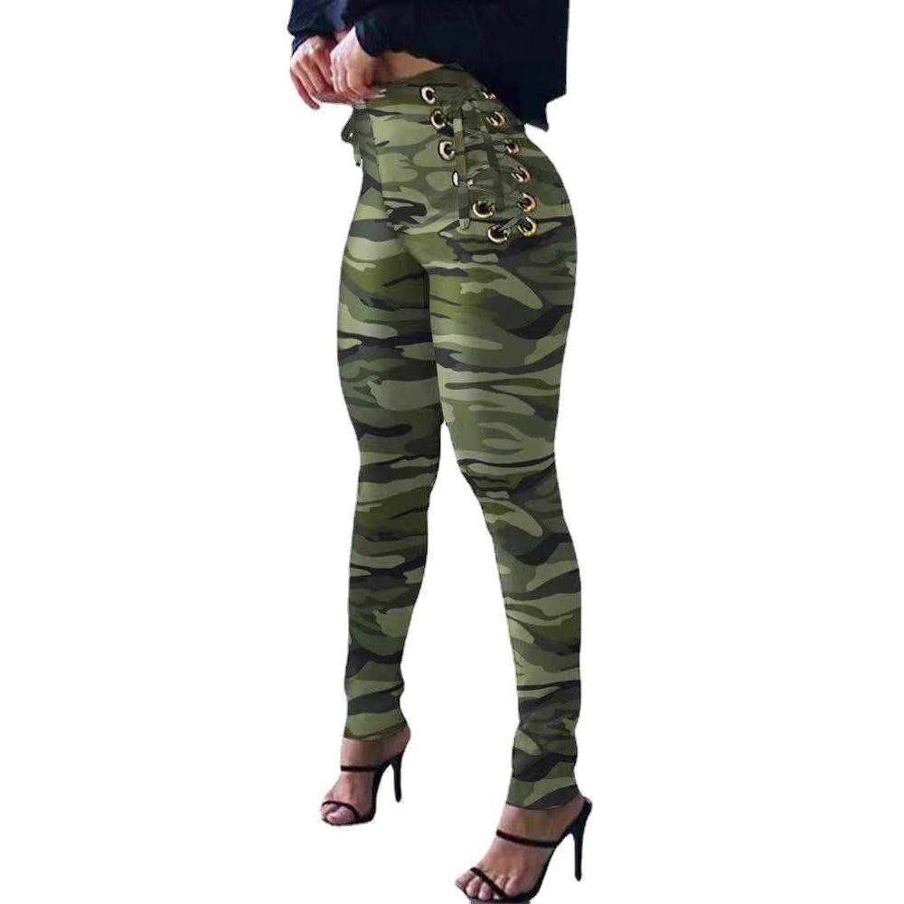 Women Elastic Waist Tight Pants High Waist Trousers Casual Pants Skinny Pants