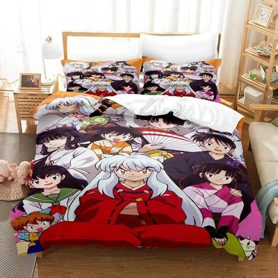 New Fashion Inuyasha Bedding Collection Single Twin Full Queen King Size Bed Collection Adult Kid Bedroom 3D Anime Bed Sheets And Pillowcases