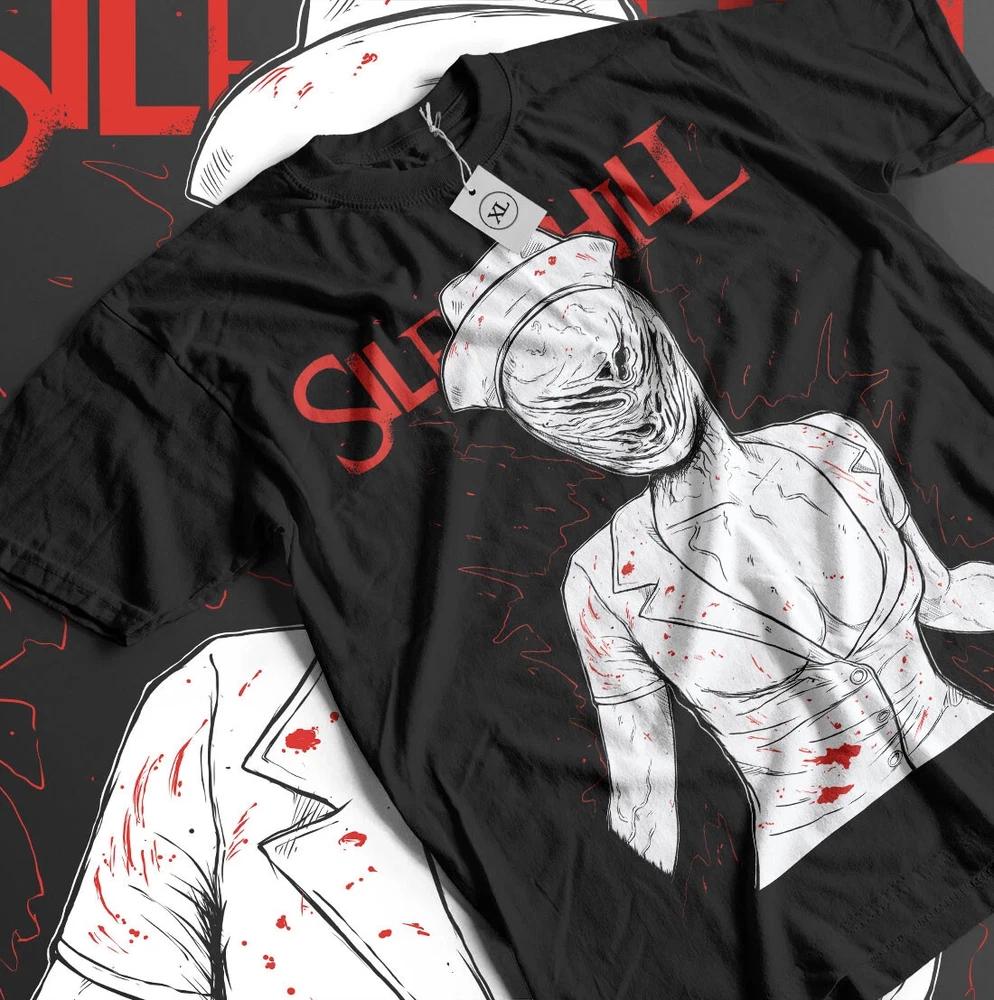 Nurse Silent Hill Tshirt Team Silent Remake Pyramid Head James TShirt Black S