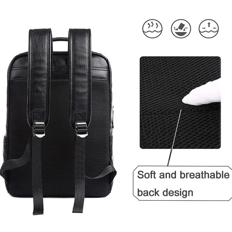 MATE ELAN Vintage Business Leather Backpack For Men Women Work Commuter Travel Casual 15.6 Inch Laptop School Bag Daypack