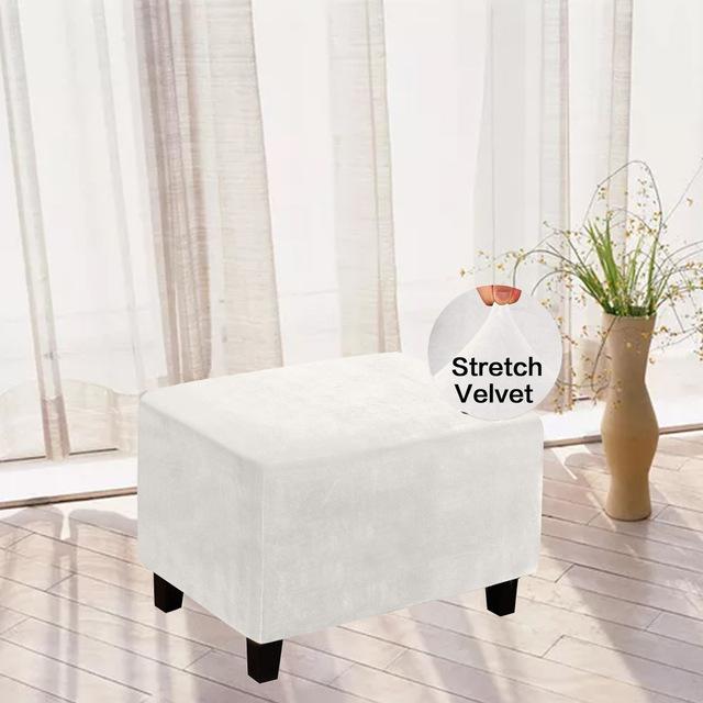 Samt-Rechteckbezug für Ottomane, elastisch, quadratisch, für Fußhocker, Sofa, Schonbezug, Fußstütze, Stuhlhussen, Möbelschutzbezüge
