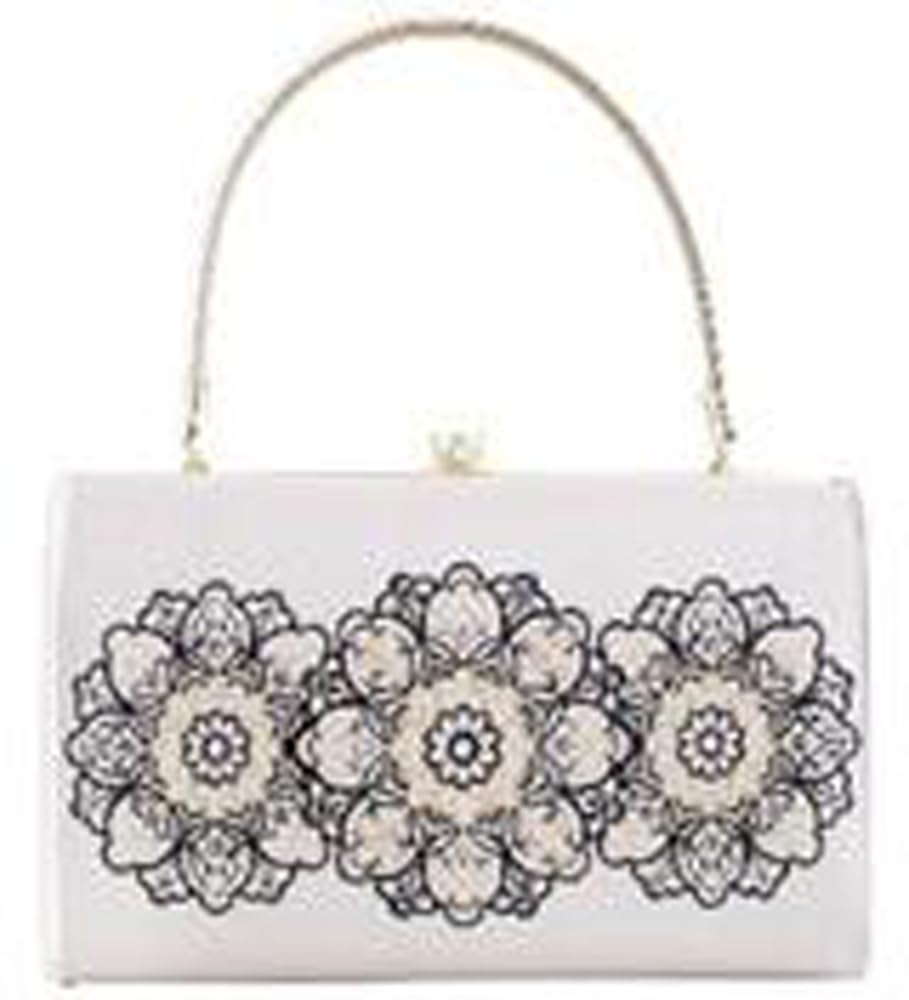 Ando Hyakuka Lace Embroidered JBA-3 Women's Bag, Off-Gray