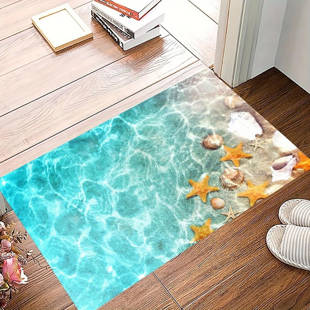 Ozean Stil Fußmatte Bedruckter Dekorativer Teppich Badezimmer Küche Duschraum Anti-Rutsch-Teppich Ferienhaus Dekoration Matte