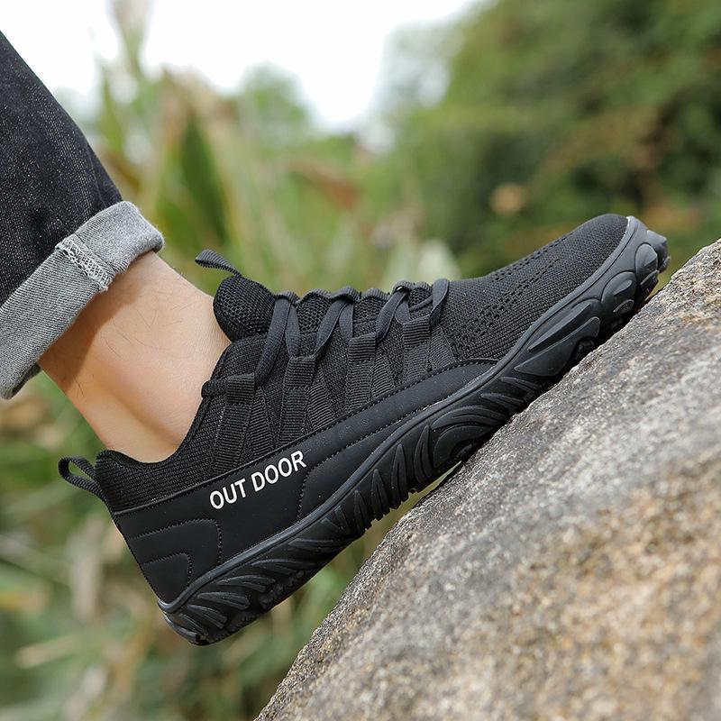 Scarpe da Escursionismo e Ciclismo da Uomo Antiscivolo a Cinque Dita con Punta Larga in Fly-Knit