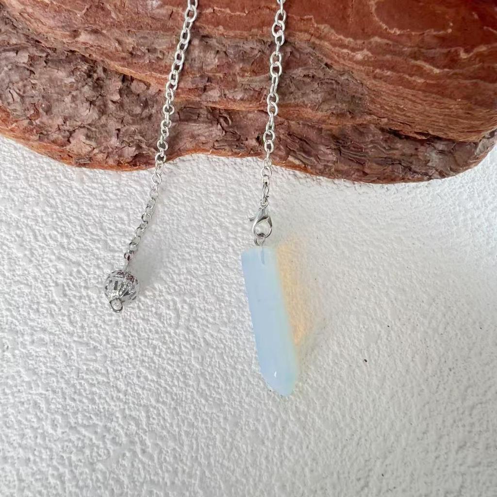 Natural Stone Hexagonal Pendant Necklace - Large Crystal Bullet Clavicle Chain for Women