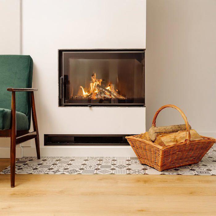 Panier à bois - CREATIVE HOME - Naturel - Osier 100% - Poignée jute - 50x40x37 cm