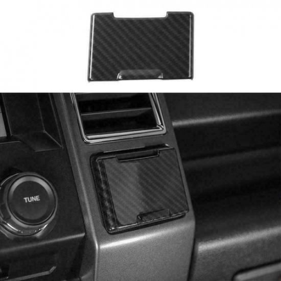 Carbon Fiber 4WD Switch Panel Cover & Power Socket Trim For Ford F150 2015-