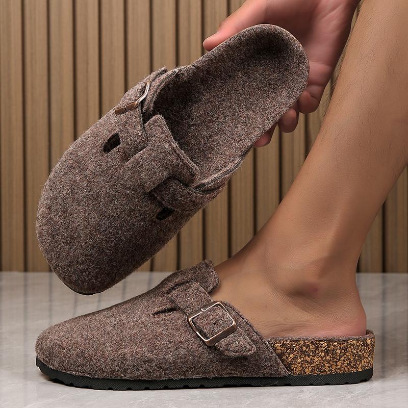 Fashion Men Half Shoes Casual Women Cork Clogs Slippers Fashion Suede Slip on Flat Sandals Soft-Soled Casual Sandals Antislip Outdoor