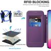 For iPhone 15 Pro RFID Blocking Built-in Lens Film Phone Case Card Holder Leather Cover Compatible with MagSafe