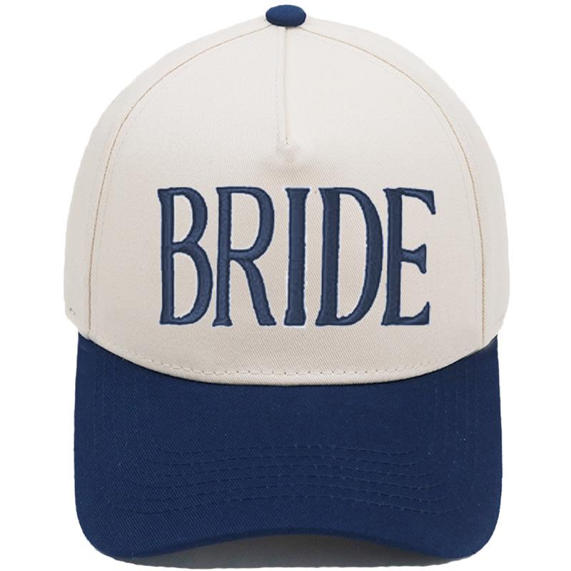 GROOM BRIDE Embroidered Color-Block PVC 5-Panel Trucker Hat European/American Men's/Women's Couple Wedding Party