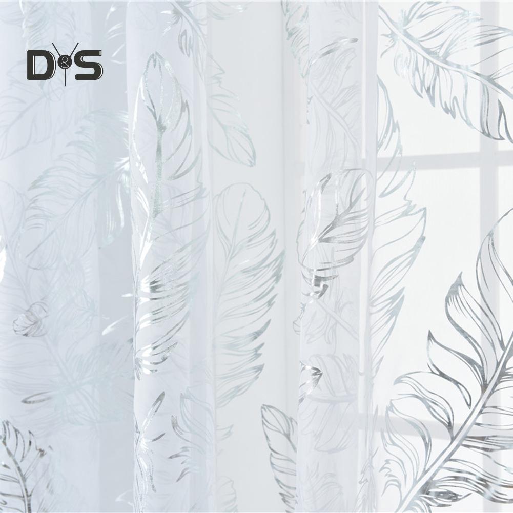 DYS Home Decor Feather Design Drape Balcony Window Tulle Voile Sheer Curtain