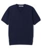 BASEMOMENT Side Slit V-Neck Half Knit Navy
