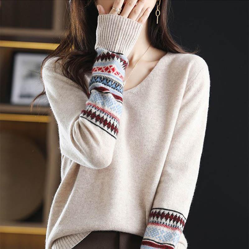 Pulover pentru Femei Toamnă Iarnă Îngroșat Călduros Tricotat Elastic Mânecă Lungă Decolteu în V Topuri