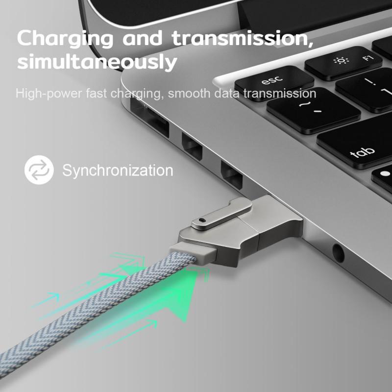 60W Multi-Port Charging Cable 4-in-1 Fast Charger IPhone Android USB-C Devices With Zinc Alloy Housing