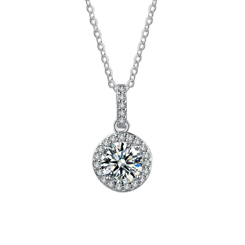 6.5mm 925 Sterling Silver Moissanite Pendant Necklace Ideal Gift For Proposal Engagement Anniversary