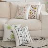 Embroidered Throw Pillow Covers Blossoms Decorative Pillowcases Farmhouse Cotton Pillow Cushion Cases Square Floral Pillow Case