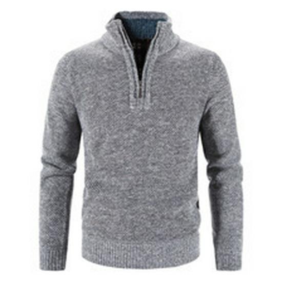 2026 Men's Fleece-Lined Thick Knit Cardigan Sweater, Solid Color, Plus Size, Autumn/Winter Collection