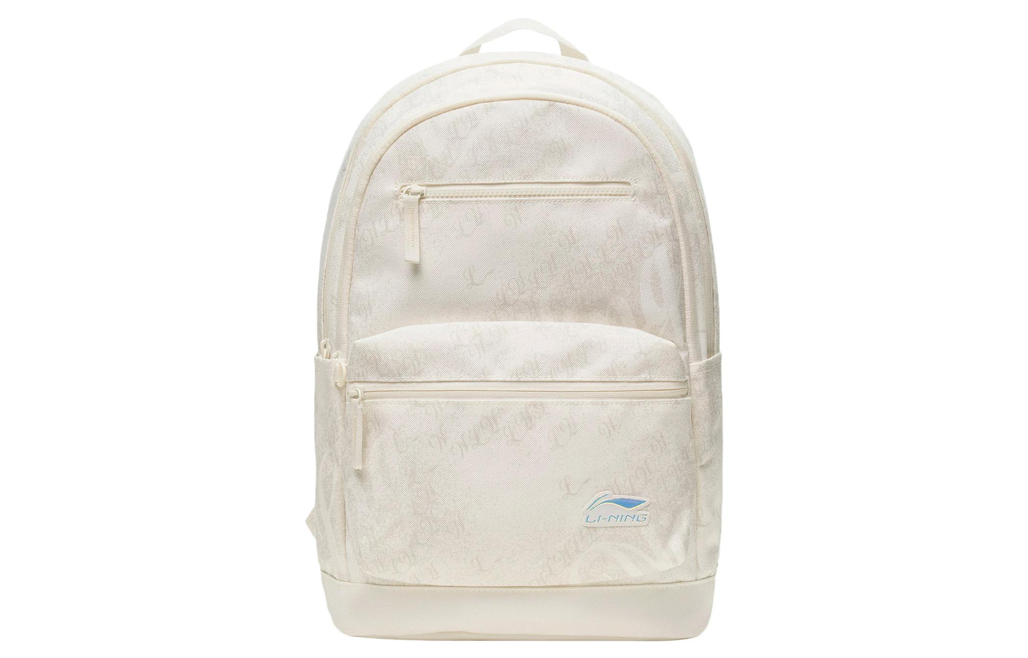 Li Ning Sports Life Collection Polyester Students Backpack Regular Unisex Ecru ABST017-3