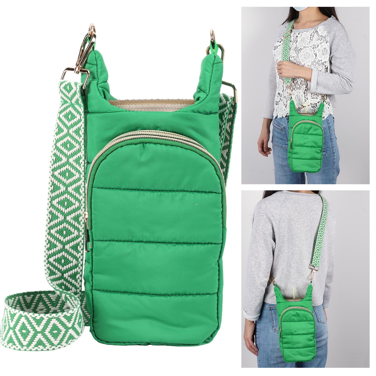 

1 шт. Сумка-переноска для бутылки с водой, сумка-кроссбоди, рукав-держатель для бутылки с водой с плечевым ремнем, стеганый мягкий чехол для бутылки с водой, сумки зелёный