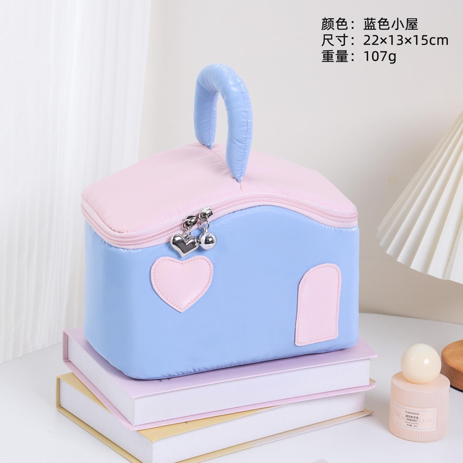 Cute cottage cosmetic bag large capacity premium toilet bag high value small house portable cosmetics storage bag