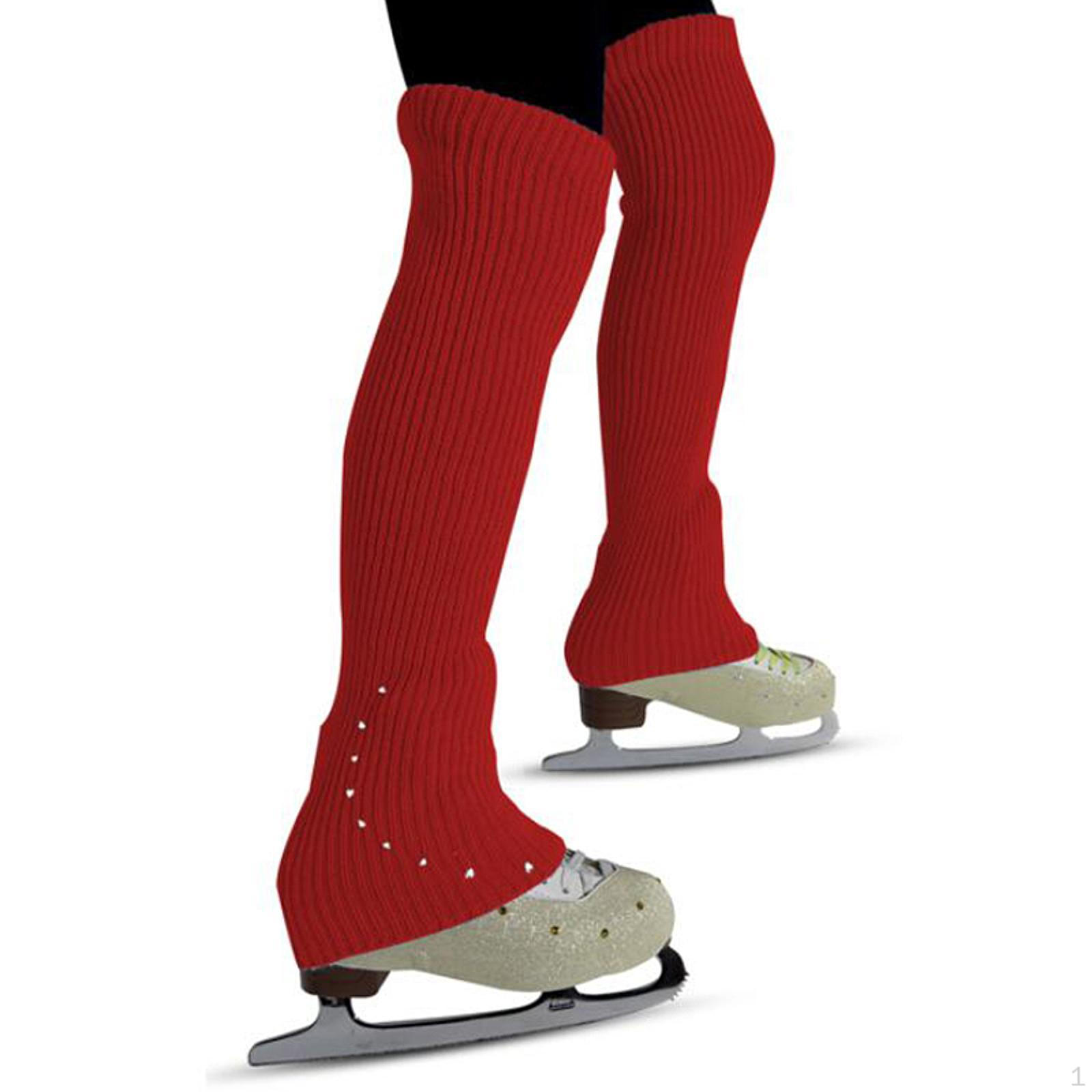 

Гетры для фигурного катания, высокие носки без стопы, мягкие, легкие, модные, декорированные, вязаные, длинные красный