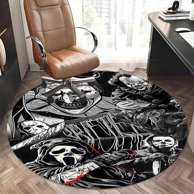 Horror Movie Characters,Halloween Decorations Chair Mat Round Rug Office Carpet, Non Slip, Suitable for Living Rooms, Bedrooms,Decor1205840a