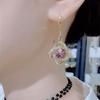 Purple Three-dimensional Earrings with Feminine Temperament, Luxurious and Sparkling Exquisite Earrings, Retro and High-end Earrings