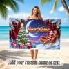 Christmas Theme Quick Dry Beach Towel Custom Name Text Print Large Sand Resistant Towel Beach Vacation