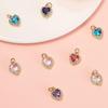 LiQunSweet 12 Pcs 6 Colors Golden Crystal Heart Charms Brass Micro Pave Cubic Zirconia CZ Stone Mini Charm Bulk for Necklace Earrings Jewelry Making
