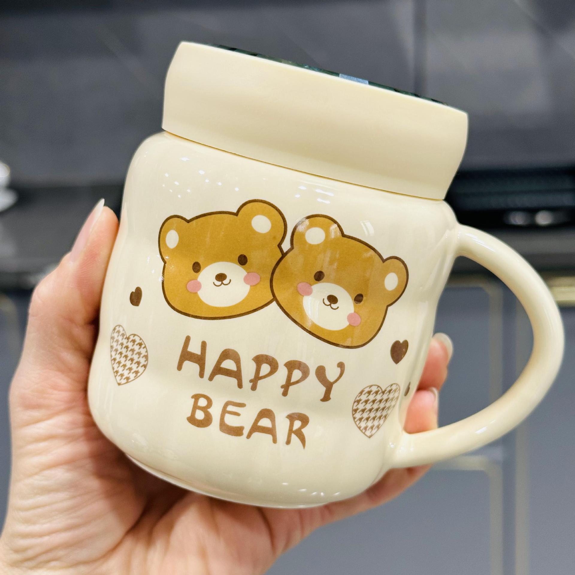 

Personalized Sleek Anime Ceramic Drinking Cup Lovely Niche Mug with Lid Water Cup Straw Couple Mugs Opening Gift Durable Durable 380ML