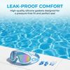 2 Pack Attached Earplugs Kids Swim Goggles Adjustable Comfortable Anti Fog Goggles Anti-UV with Nose Clip Waterproof Goggles