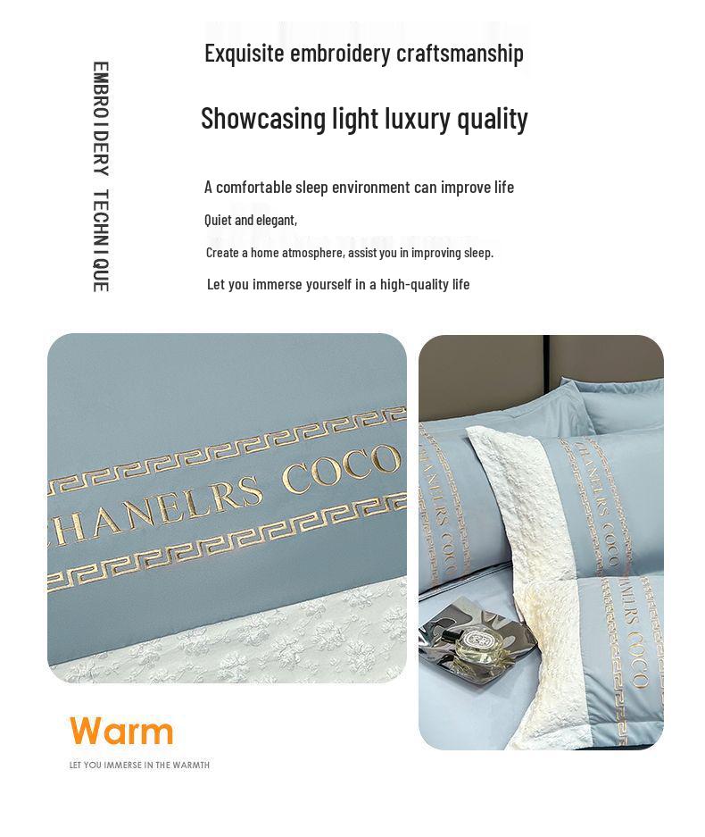 G5Z Embossed Jacquard Luxury Washed Cotton Bedding Set - Duvet, Bed Sheet, Fitted Cover (4 Pieces)