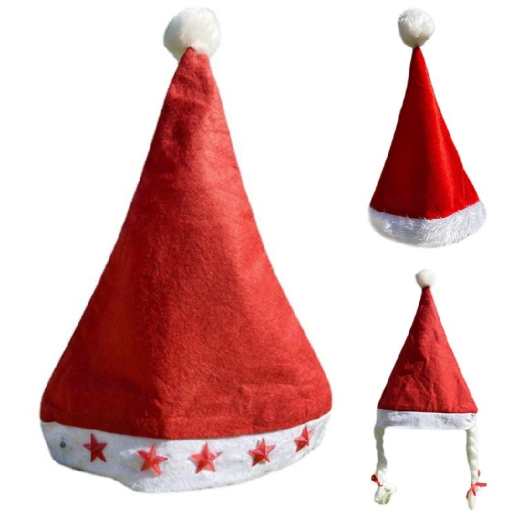 Christmas Hat Red Santa Hat Old Man Child Adult Xmas for Stage Performance Prop