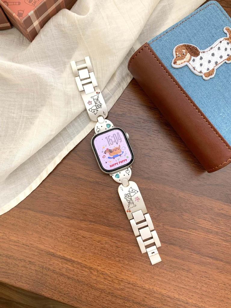 Cinturino Colorato con Zirconi per Orologio Dachshund - Adatto per Apple S10, iWatch 987SE, Xiaomi 8/9 Pro, Huawei